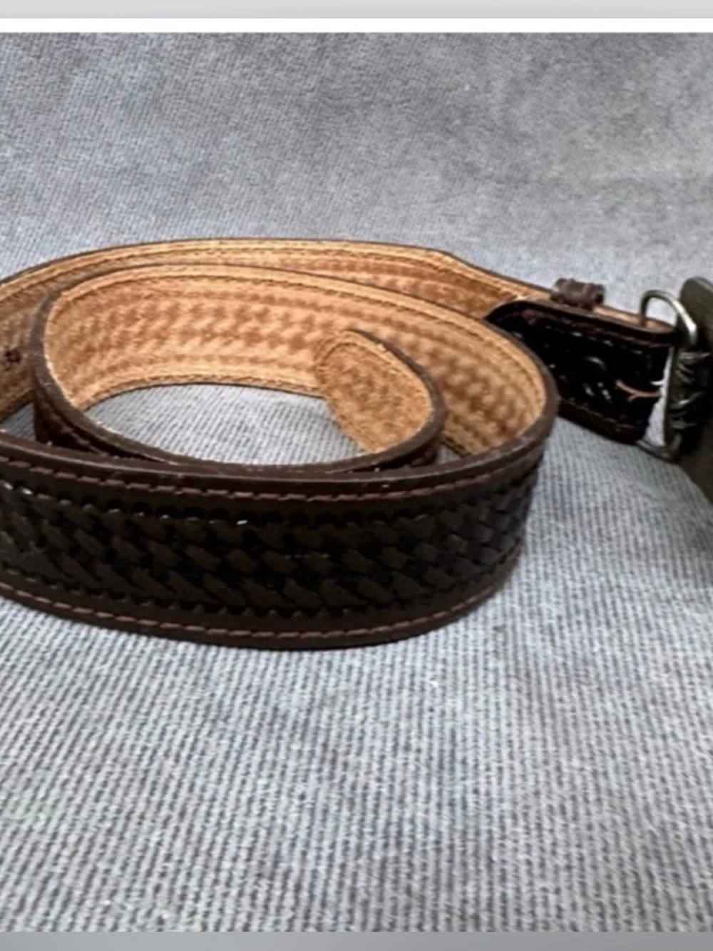 Vintage 70s Space Shuttle Belt Buckle W/ lyntone Leather Belt Sz 34
